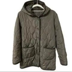 キルティングジャケット フード付き ブラウン系