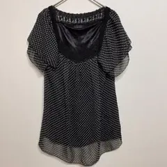 【38】Le souk ル スーク 水玉 シフォンブラウス 半袖 黒 レディース
