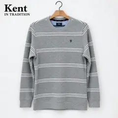 Kent ボーダー長袖カットソー LL 綿 グレー 刺繍