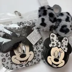 ミニー　ヒョウ柄　巾着　ポーチ　ミラー付きチャーム　3点セット　アベイル