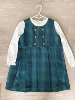 チェックワンピース 長袖ブラウスセット 入園 発表会