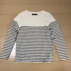 nano universeホワイト ストライプ ニットセーター S