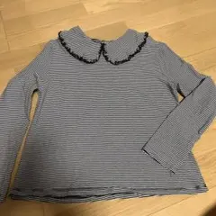 ZARA 白黒ストライプ フリル襟 長袖トップス 11-12歳 152cm