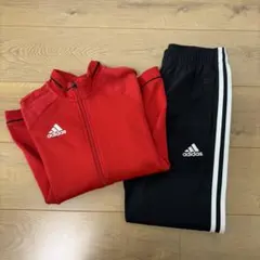 adidas ジャージ上下セット 赤黒 140