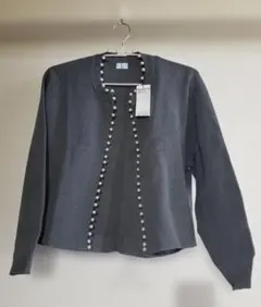 大きいサイズ6 パールライニング長袖カーディガン