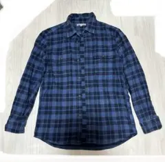 M UNIQLO シャツジャケット　綿100% ネイビー 長袖　ネルシャツ