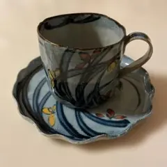 有田焼、文山窯　 青い花柄 ティーカップとソーサーセット 1客セット