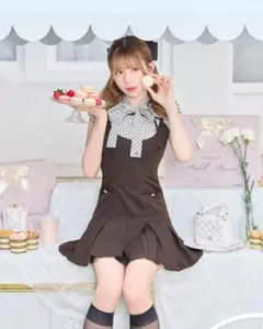 ミシェルマカロン チェックリボンシャツジャンスカセット