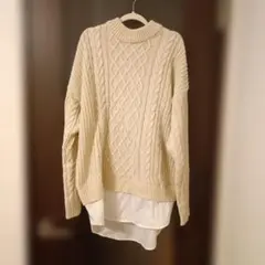 FUN ベージュ ケーブルニット 長袖　値下げ