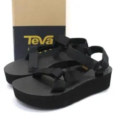 未使用 TEVA フラットフォーム サンダル 1008844 厚底 黒 24cm