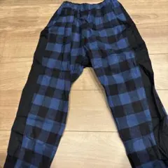 minau 青黒チェック柄 ロングパンツ