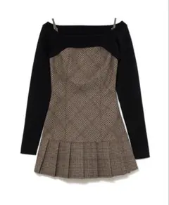 Selena check mini dress andmary brown