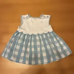 組曲　ワンピース　水色　チェック