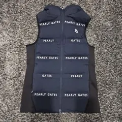 （美品）PEARLY GATES ダウンベスト サイズ1 PEARLY GATES パーリーゲイツ ダウンベスト 黒 紫 2 ゴルフ A