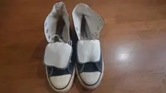 レアUSA製converse90sビンテージジャンク 黒ハイカット24.5cm