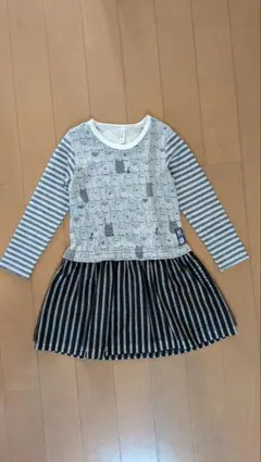 ninoフクロウ柄 長袖ワンピース 120サイズ