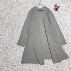 ロングカーディガン　グレー　羽織り　体型カバー　きれいめ　シンプル　フリーサイズ