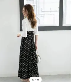 【美品】ナノユニバース　ドットロングワンピース