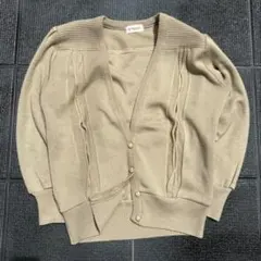 ヴィンテージ ベージュ カーディガン デザインニット 古着 一点物　肩パッドあり