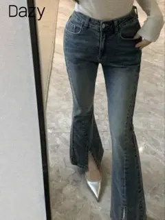 ストレッチデニム フレアパンツ