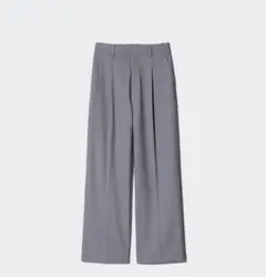 ユニクロ タックワイドパンツ グレー Lサイズ