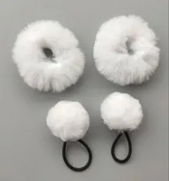 ヘアゴム・シュシュ(白、2個ずつ)