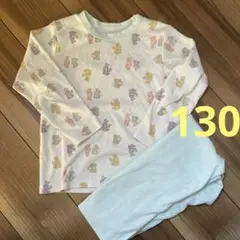 西松屋　130 キッズ パジャマ 上下セット ウサギクマ柄 薄手　微起毛