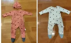seiiドット柄ロンパース2色セット80cm