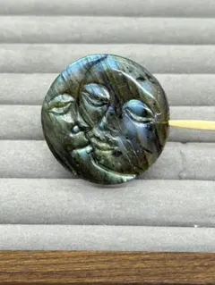 天然石ラブラドライトパーツ　太陽と月　No.2231