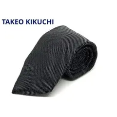 TAKEO KIKUCHI ネクタイ　黒×白　ピンドット　シルク100% 日本製