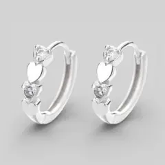 ハート　フープピアス　ジルコニア　シルバー　silver 925【両耳セット】