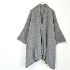 ドルマン風　ケーブルニット カーディガン　7分袖　大きめ　ゆったり　グレー　毛混