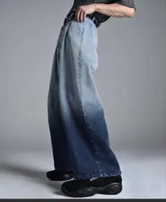 グラデーション ワイドデニムパンツ ブルーのサムネイル