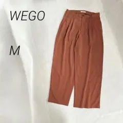 WEGO タックワイドパンツ スラックス　ストレッチ　テラコッタ　無地