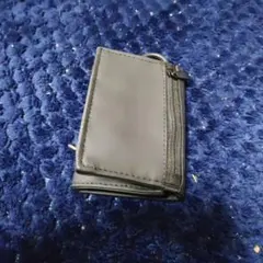 グレー ジッパー付きポーチ 合成皮革