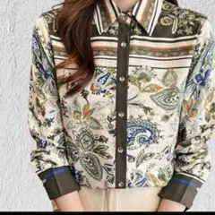 ZARA 花柄 ペイズリー柄 長袖シャツ