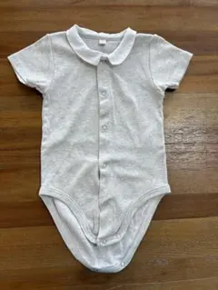 プチバトー　杢ベージュ　襟付き　半袖ボディ12m/74cm