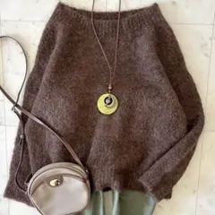 美品 ガリャルダガランテネイビー アルパカ混 ラウンドネックニット プルオーバー