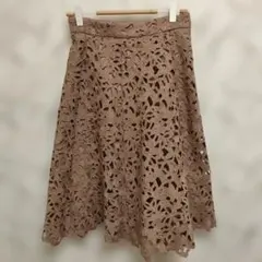 ◉PROPORTION スカート膝丈 ブラウン系 Mサイズ レース柄