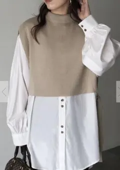 ボンジュールサガン　サイド結びニットベスト　ベージュ　新品未使用品