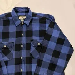 90s field and streamヘビーネルシャツ 青黒 ブロックXL