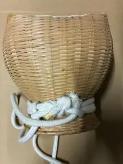 天然竹製古道具 竹編み 魚籠 びく 腰籠 昭和レトロ 釣り道具