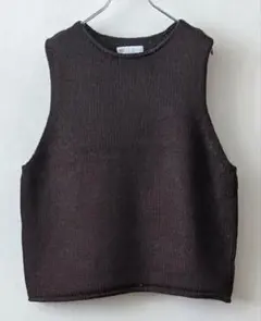 so エスオー アルパカ混ローゲージニットベスト厚手 フリー ダークブラウン美品