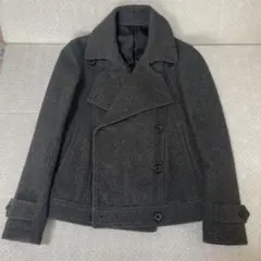 グレー ウール ピーコート ダブルボタン