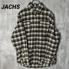 T-2280 JACHS ネルシャツ チェック ヘビーネル Mチャコールブラウン