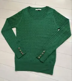 未使用　M.douxエムドゥ 緑グリーン　リブ編み 長袖セーター　ニット