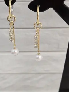 ◾ピアリングチャーム　K18YGダイヤ0.24ct&ベビーパール