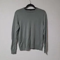ユニクロ　エクストラファインメリノクルーネックセーター　長袖　グリーン　XL