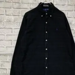 ラルフローレン長袖シャツ！ブラックS ロゴ刺繍 0303