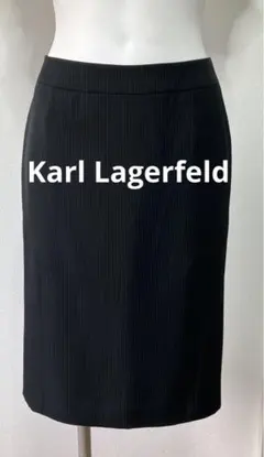 【美品】KARL LAGERFELD 　タイトスカート 黒　細縞のサムネイル